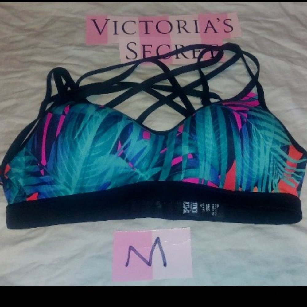 Victoria's Secret PINK Ultimate Unlined Sport Bra Black multicolored size M